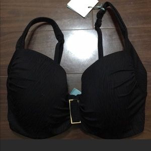 NWT Panache swim bikini black 36G top Xl bottoms